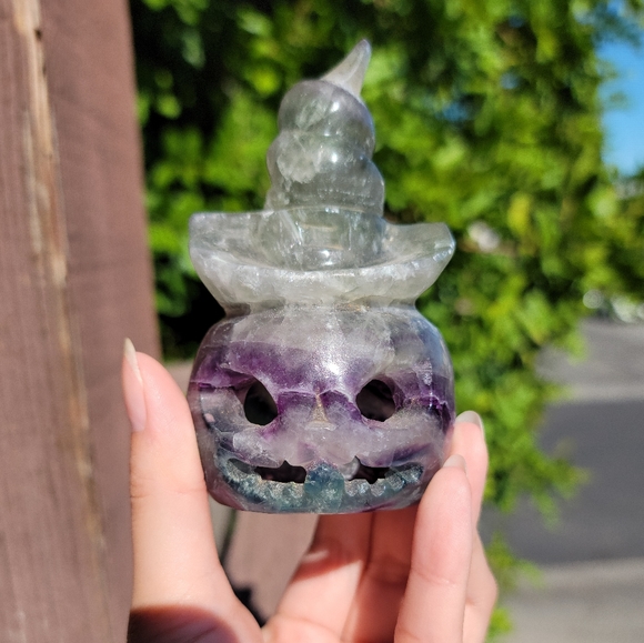 Other - NEW 2.75" x 4.375" MEDIUM-LARGE FLUORITE PUMPKIN CARVING
